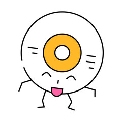 cd disc retro music character line icon vector. cd disc retro music character sign. isolated symbol illustration