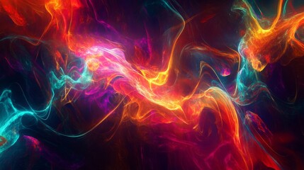 Abstract Swirling Colors of Red, Orange, Yellow, and Blue