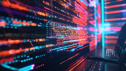 Fototapeta premium Digital Code Lines of Code on a Laptop