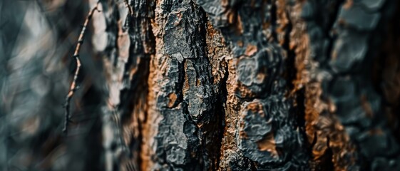 Close-up of textured tree bark, revealing a natural tapestry of deep grooves and rich, earthy hues, invoking a sense of organic beauty.