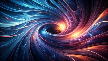 Obraz premium A swirling symphony of luminescent lines converge towards a radiant core, creating a mesmerizing abstract vortex.