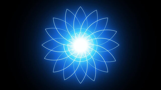 abstract blue neon colors mandala art design background footage