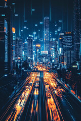 Obraz premium digital illustration of futuristic cityscape with skyscrapers