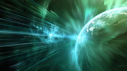 Cosmic Voyage: A Journey Through the Green Nebula