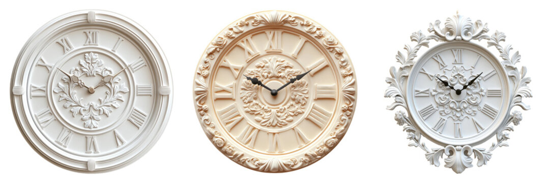 Vintage wall clock isolated on transparent PNG background image perfect for time-themed illustrations or home decor designs