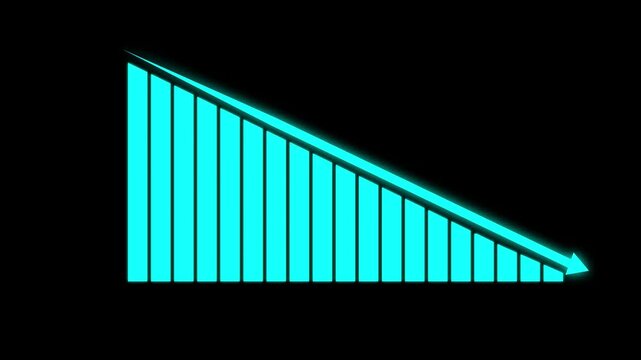 Bar chart falling or decreasing over time. Business loss falling down. Economic depression crisis..