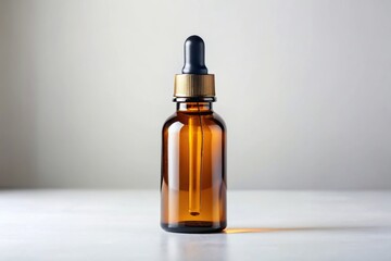 Mockup of an amber dropper bottle on a light background Silhouette