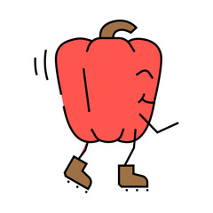 bell pepper fruit fitness character line icon vector. bell pepper fruit fitness character sign. isolated symbol illustration