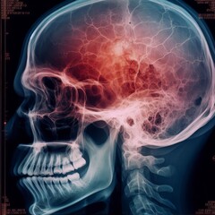 skull xray scan print on film