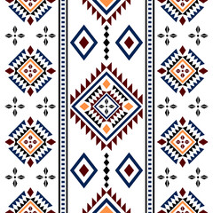 Ancient echoes Aztec geometric seamless patterns southwest Navajo Native American tribal ethnic colorful for textile printing