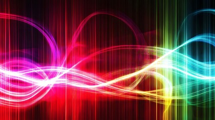 Abstract Rainbow Lines and Waves on Dark Background