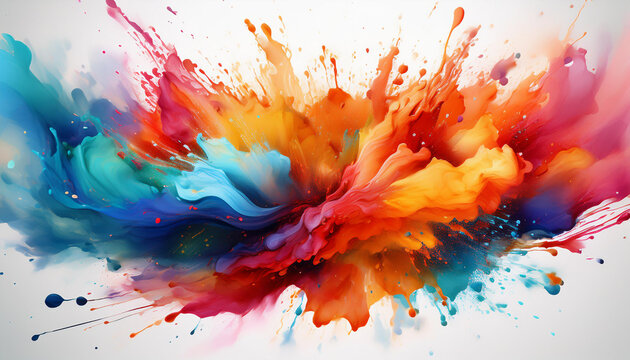 aquarelle de peinture color&eacute;e fluide explosive et &eacute;claboussures, espace de copie