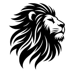 Lion silhouette isolated on white background.