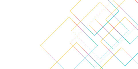 Modern and minimal concept colorful lines abstract square background. Geometric pattern with layers of transparent material in squares shapes template design for business, presentation, banner.