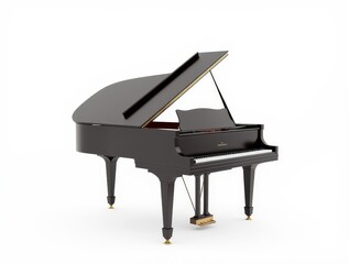 Elegant Grand Piano With a Polished Finish in a Well-Lit Studio Setting, Ready for Performance