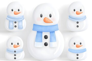 Whimsical Snowman Watercolor Clipart Collection, featuring intricate designs, vibrant colors, perfect for seasonal crafts and festive projects