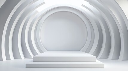 Naklejka premium White Platform with Curved Walls and Empty Center