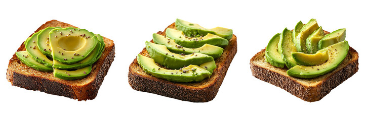 Avocado toast illustration isolated on transparent PNG background image perfect for food-themed illustrations or healthy eating designs