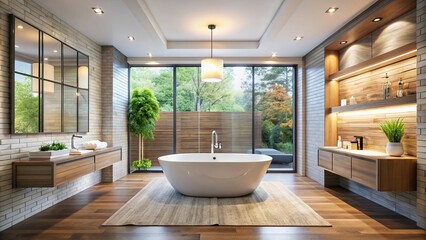 Fototapeta premium Modern bathroom with soaking tub
