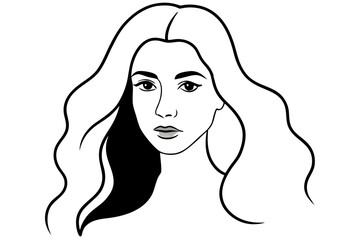 Beautiful Black and White Illustration of a Woman for Artistic Coloring
