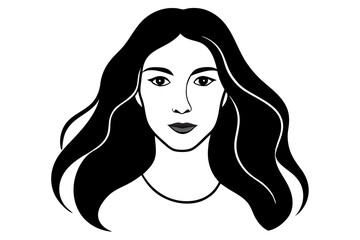 Stylized Woman's Profile in Simple Line Art for Coloring Practice

