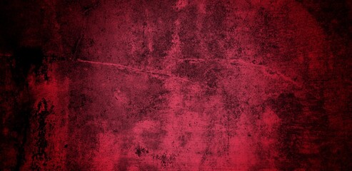 Obraz premium red color abstract art long background,Panorama of Factory fabric of red color . Close-up long and wide texture of natural red fabric.