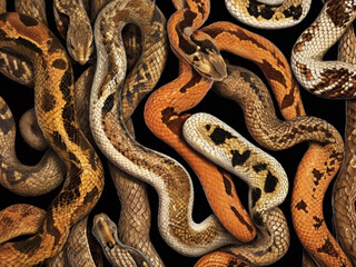Fototapeta premium Diverse Snakes Coiled Together