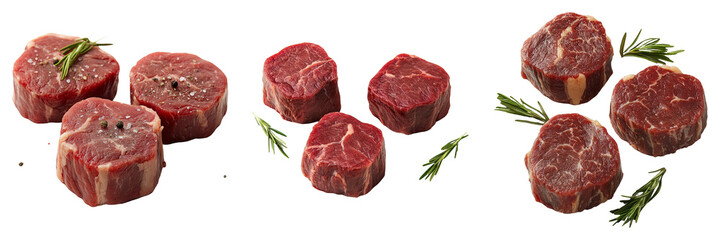 Raw beef tenderloin steak isolated on transparent PNG background image perfect for food-themed illustrations or meat designs