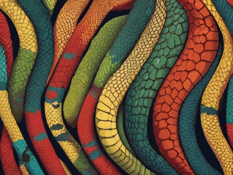 Vibrant Colorful Snakes Illustration