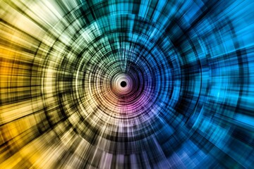 Abstract Circular Pattern with Yellow  Green  Blue  and Black Colors