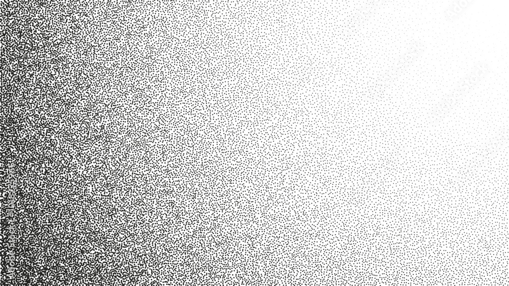 Leinwandbilder stippled grain vector background. smooth gradient transition of grain, halftone dots isolated on tra