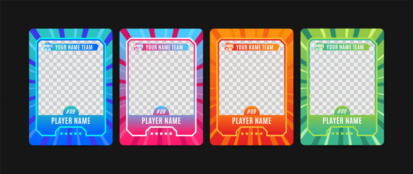 Set of trading frames for game sports card template, Colorful frames with space for text ideal for sports team photos