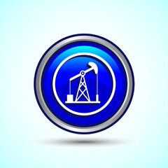 Oil Pump Icon Design Illustration, Industrial Icon For Apps and Websites, Blue Color Round Button Design