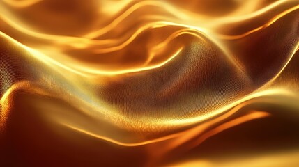 Obraz premium Elegant golden waves swirling gently in an abstract design, glowing softly and creating a sense of smooth motion