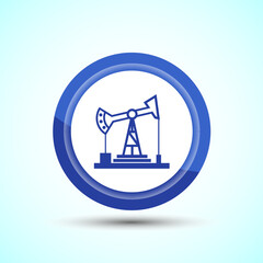 Oil Pump Icon Design Illustration, Industrial Icon For Apps and Websites, Blue Color Button Design