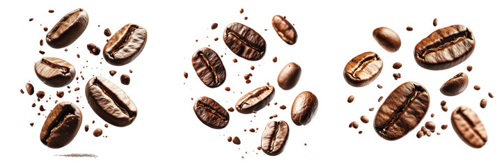 Coffee beans isolated on transparent PNG background image perfect for food-themed illustrations or beverage designs