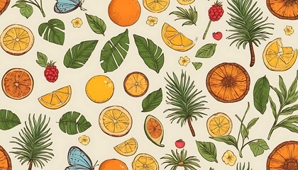 seamless pattern with fruits,fruit, illustration, leaf, orange, pattern, vector, food, backgrounds, juicy, ornament, retail, shopping, vitamin, abundance, asparagus, broccoli, fabric, lettuce,56