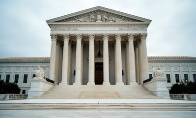 Fototapeta premium The Iconic Supreme Court Building in Washington, D.C. During an Overcast Day With Grand Architecture