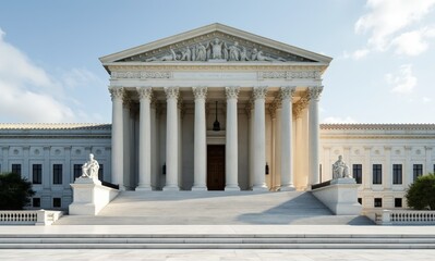 Obraz premium Historic U.S. Supreme Court Building During a Sunny Afternoon With Clear Blue Skies