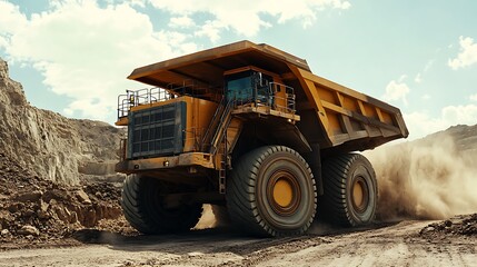 Massive Yellow Mining Dump Truck in Action