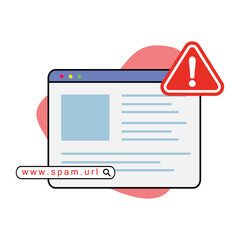 don't click spam URL, suspicious and dangerous hyperlink concept illustration flat design vector