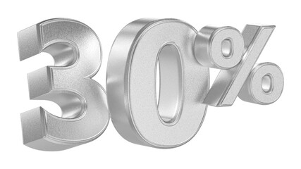 Discount 30 Percent Off Sale Silver Number 3D Render