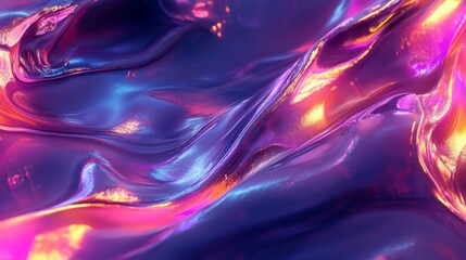 Obraz premium Abstract Swirling Purple and Orange Iridescent Surface
