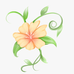 A vibrant bouquet featuring lilies of the valley and other lilies, with soft pink petals, green leaves, and floral patterns, representing the beauty of spring and summer blooms