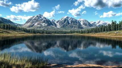 Serene Lake with Mountains Reflecting Perfectly
