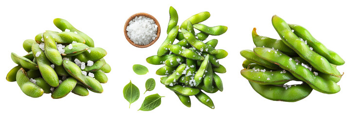 Fresh edamame beans isolated on transparent PNG background image perfect for food-themed illustrations or vegetarian designs