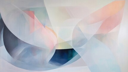 Obraz premium Abstract painting with translucent geometric shapes in muted tones