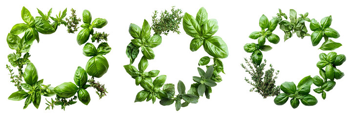 Herb wreath isolated on transparent PNG background image perfect for botanical-themed illustrations or decorative designs