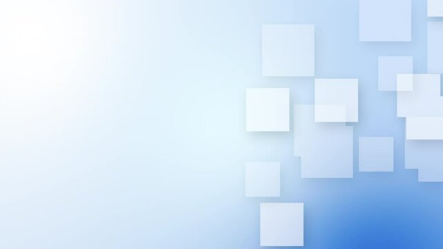 Bright white blue gradient corporate motion background with overlapping square minimal design. Loop video