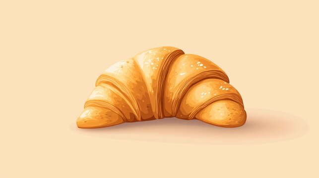 Freshly Baked Golden Croissant on Neutral Background